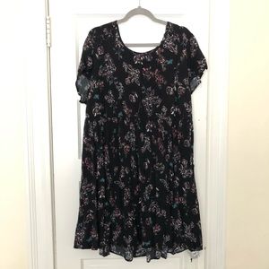 Black floral print dress